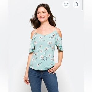 Floral Cold Shoulder Knit Top